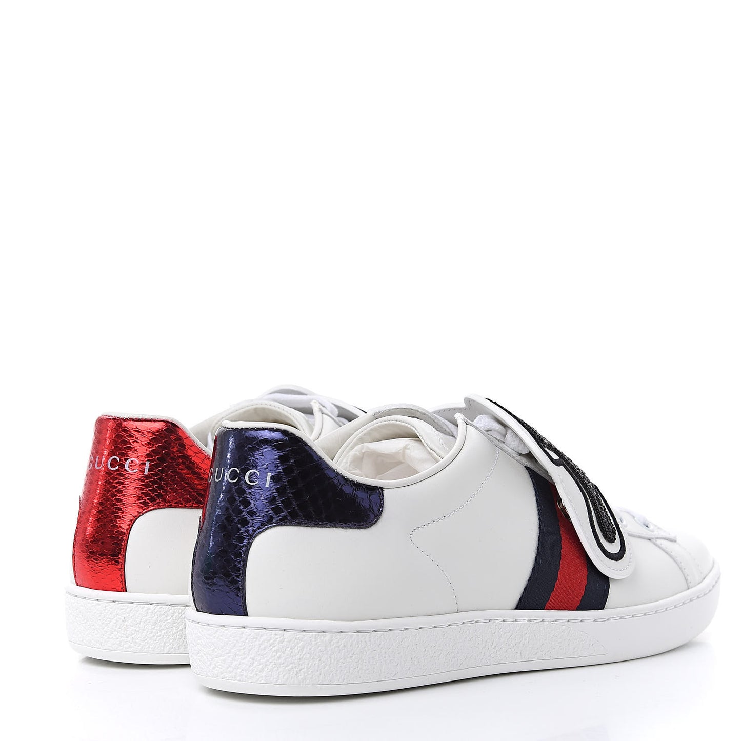Calfskin Ayers Crystal Web Panther Embroidered Womens Ace Sneakers 39 White
