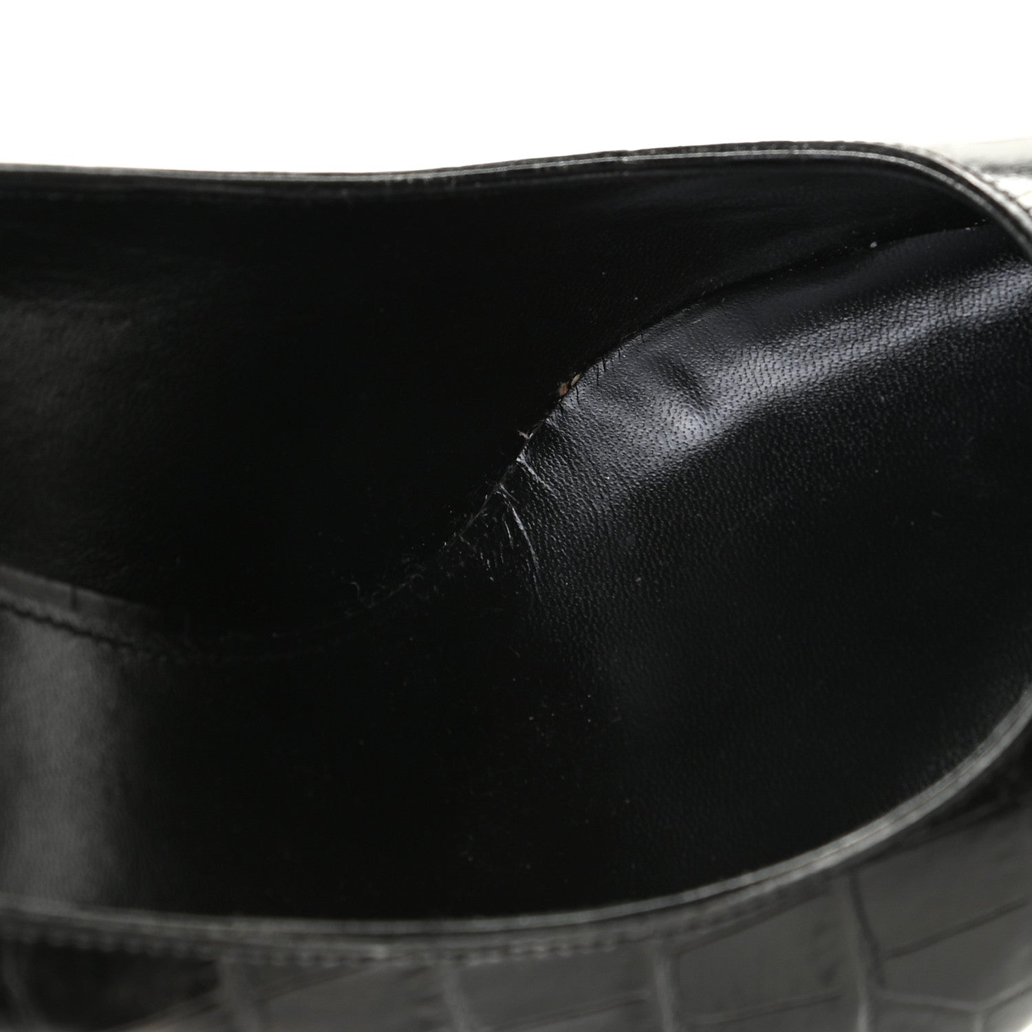 Saint Laurent Calfskin Crocodile Embossed Opyum 110 Pumps 40 Black 12 of 13