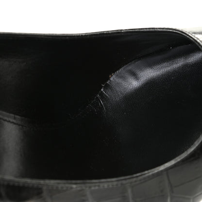 Saint Laurent Calfskin Crocodile Embossed Opyum 110 Pumps 40 Black 12 of 13