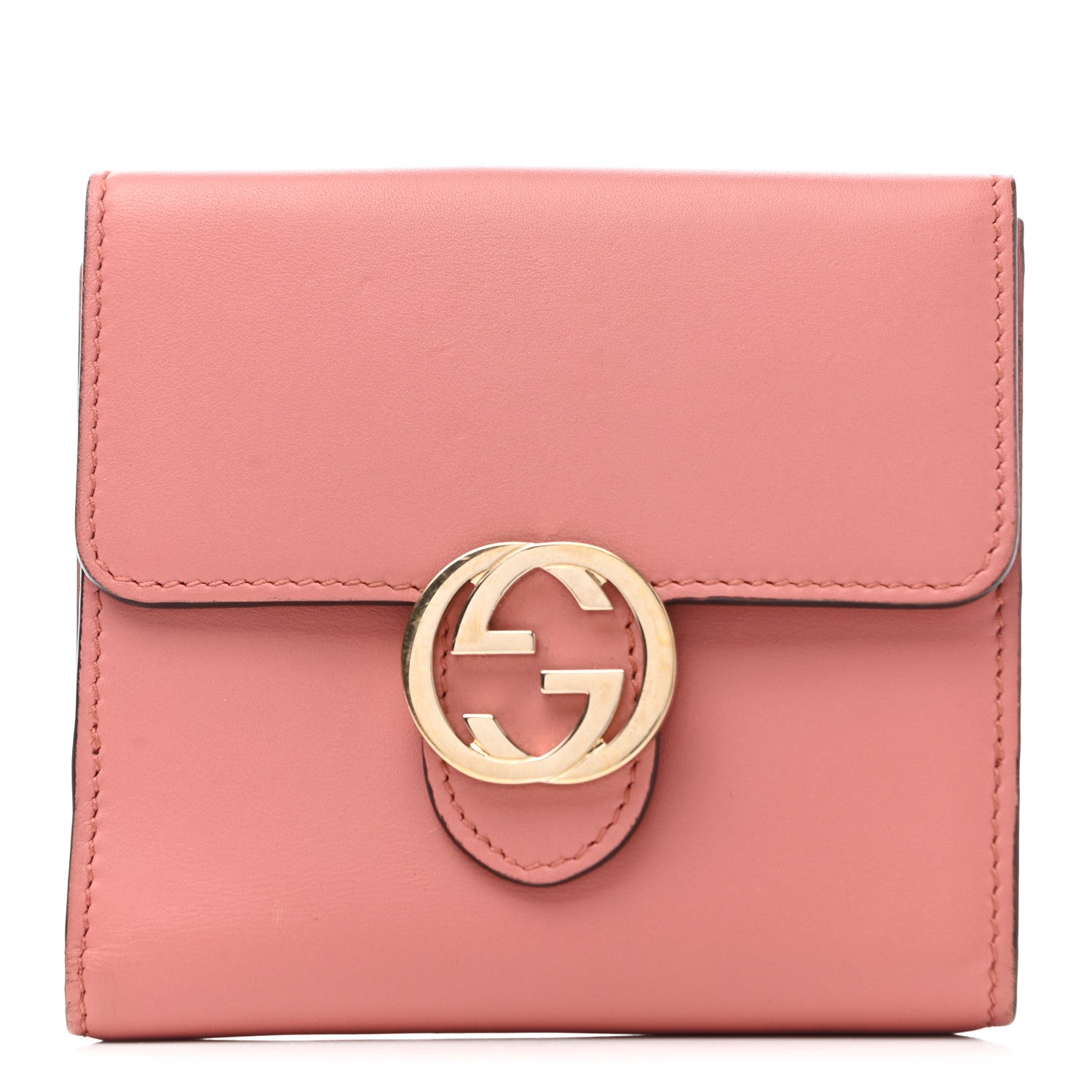 Gucci Moon Calfskin Interlocking G French Wallet Cameo Pink 1 of 10