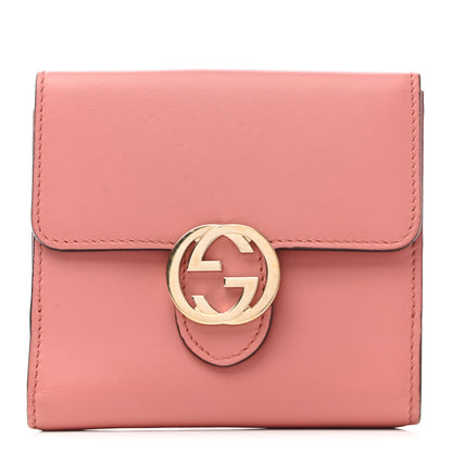 Gucci Moon Calfskin Interlocking G French Wallet Cameo Pink 1 of 10