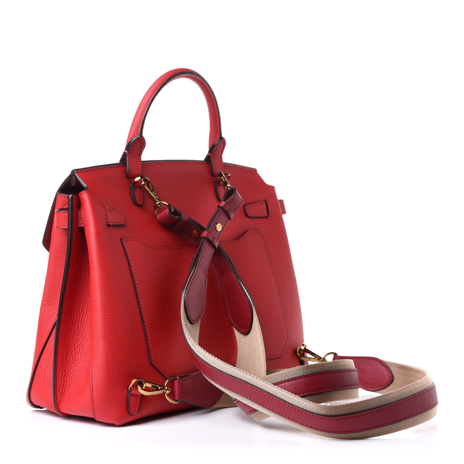 MCM Grained Calfskin Large Milla Convertible Backpack Ruby Red 2 of 11