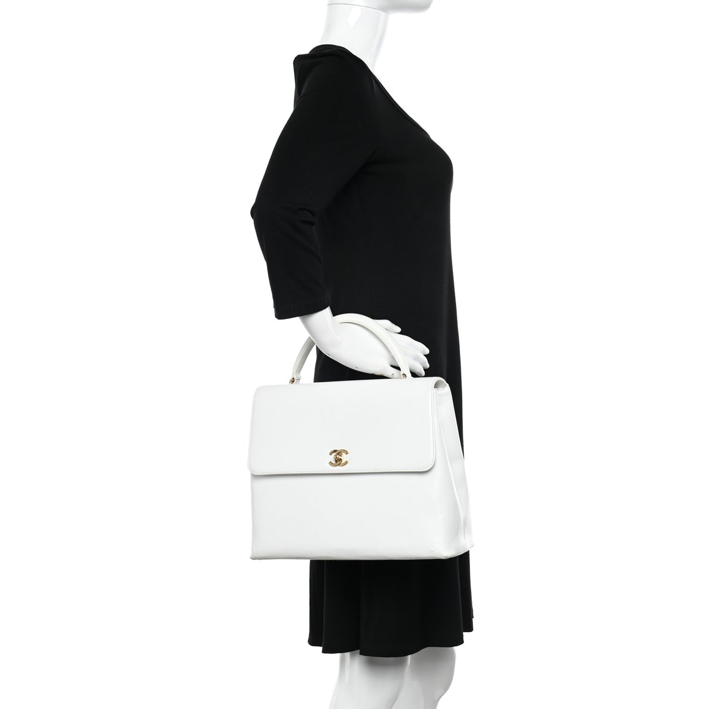 Caviar Jumbo Kelly Flap White