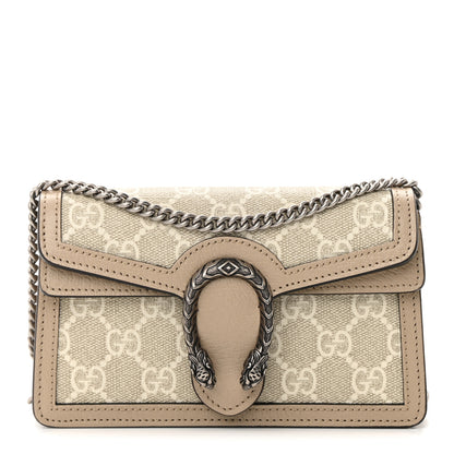 Gucci GG Supreme Monogram Textured Dollar Calfskin Super Mini Dionysus Shoulder Bag Beige Mystic White Oatmeal 1 of 13