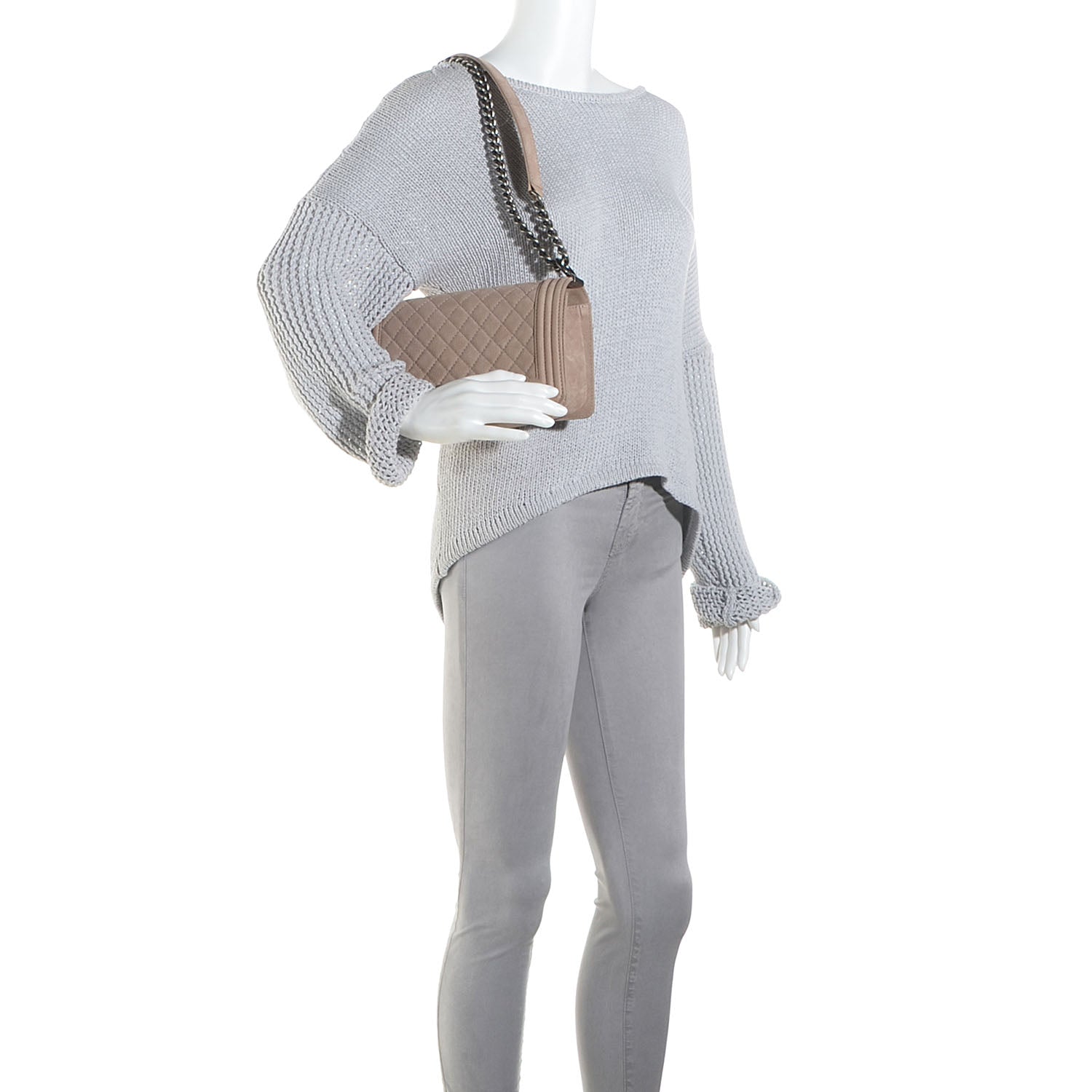 Chanel Iridescent Caviar Medium Boy Flap Beige 2 of 9