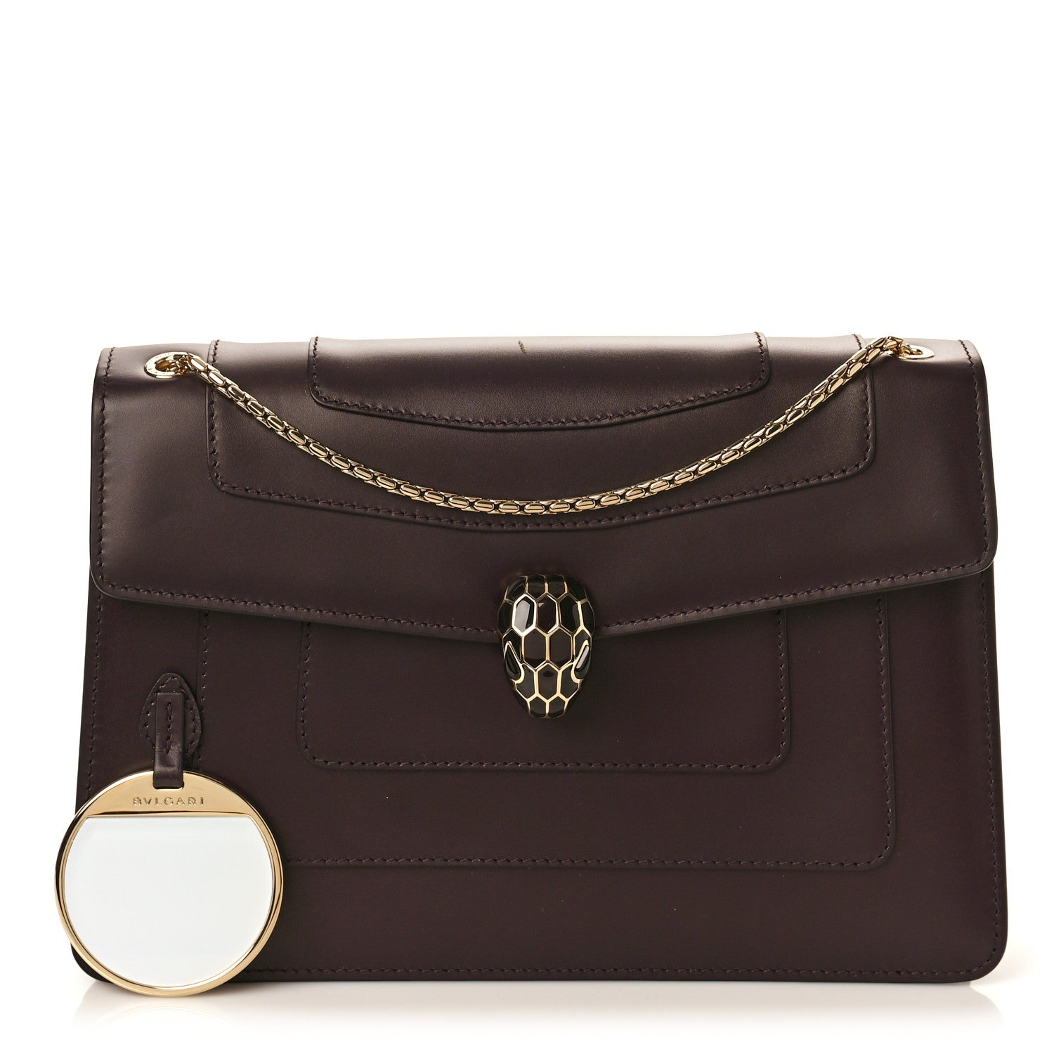 Bulgari Calfskin Serpenti Forever Shoulder Bag Plum 1 of 9
