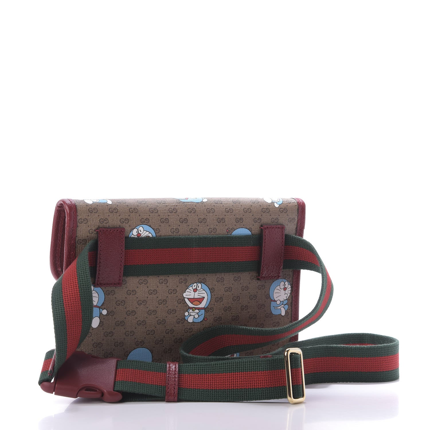 Gucci X DORAEMON Mini Vintage GG Supreme Monogram Web Slim Belt Bag Beige Cherry Red 3 of 9