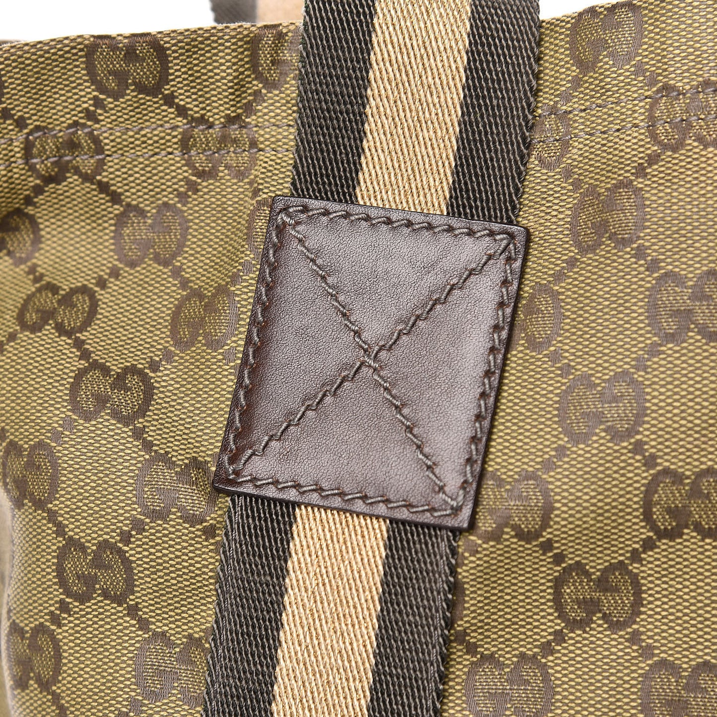 GG Monogram Medium Web Handle Vertical Tote Green