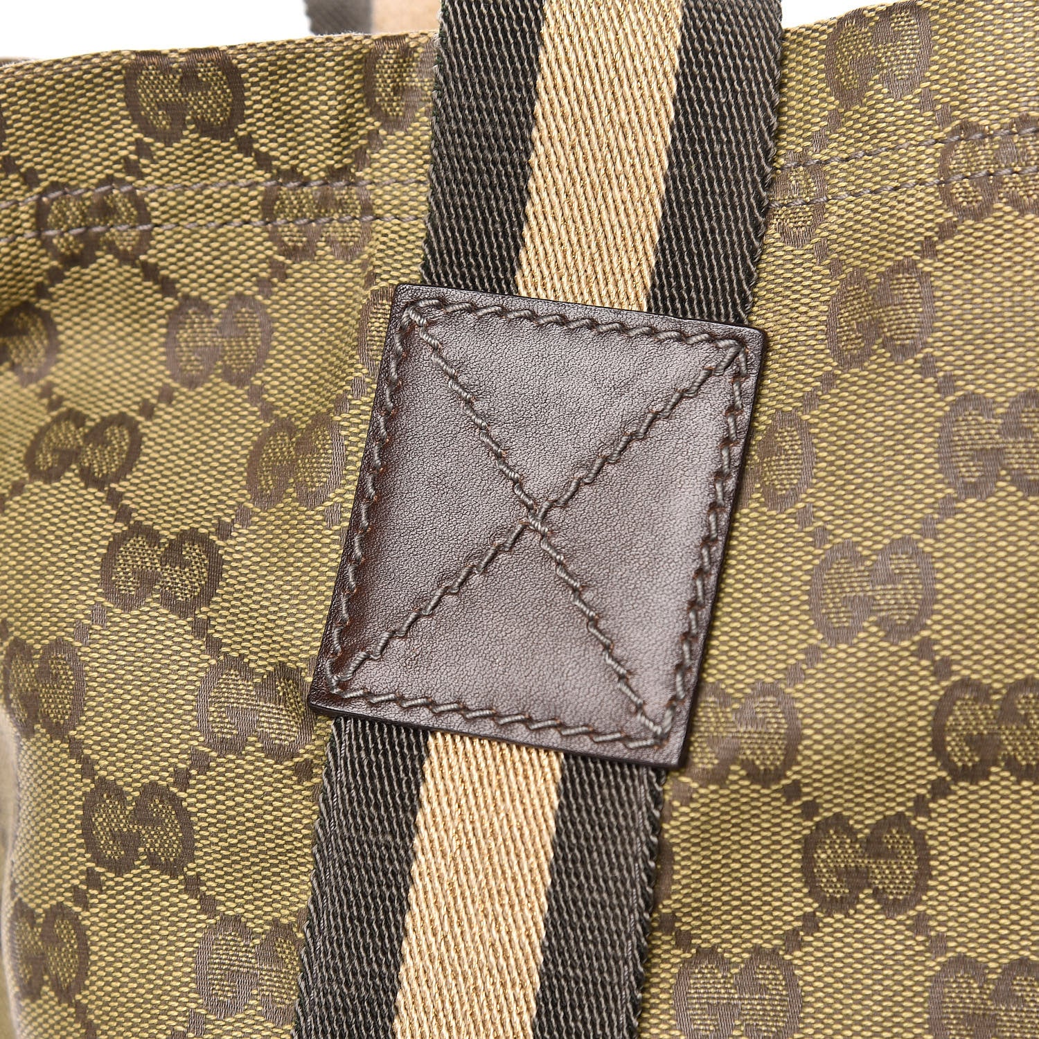 Gucci GG Monogram Medium Web Handle Vertical Tote Green 12 of 15