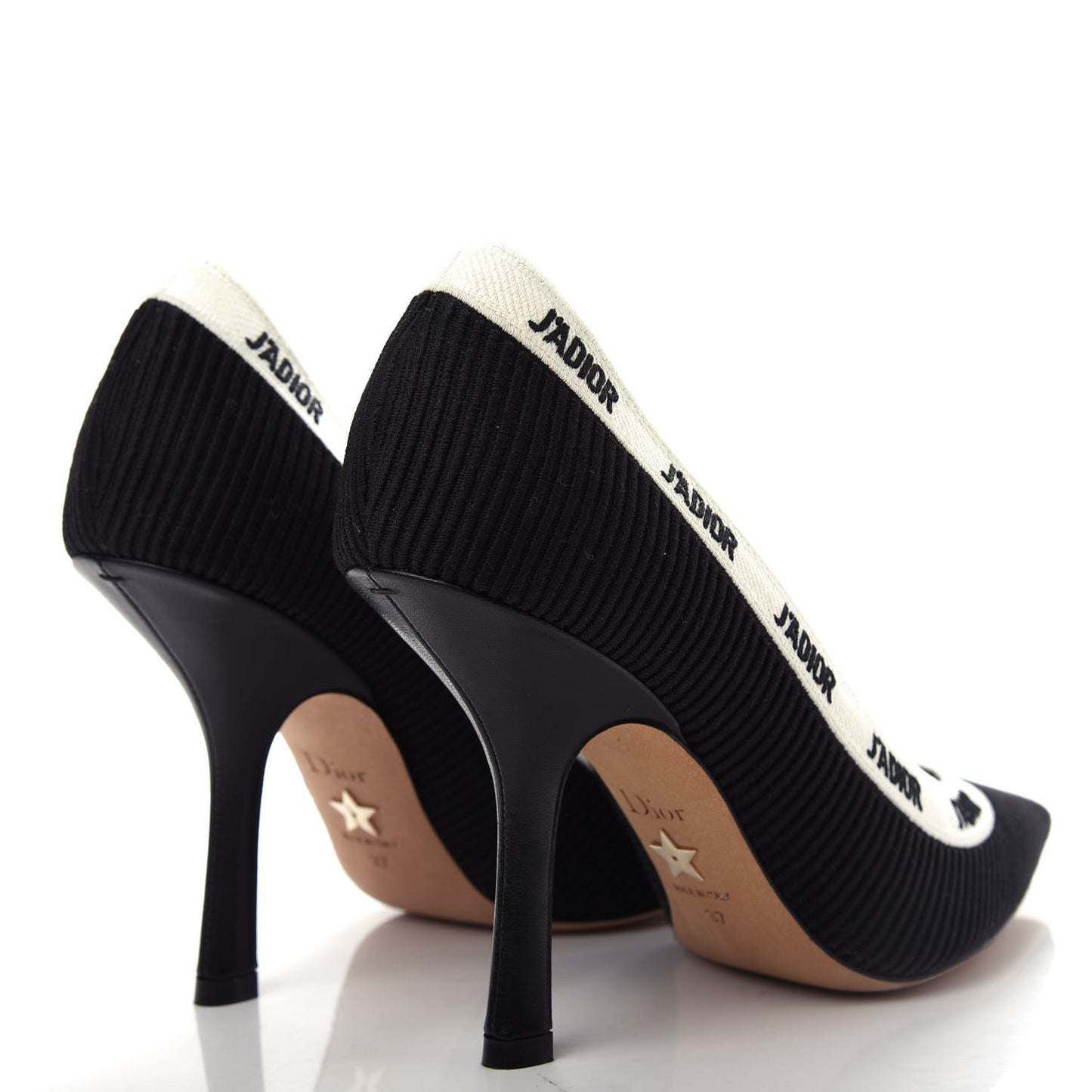 Technical Canvas Ribbon Embroidered J'Adior 100mm Pumps 37 Black