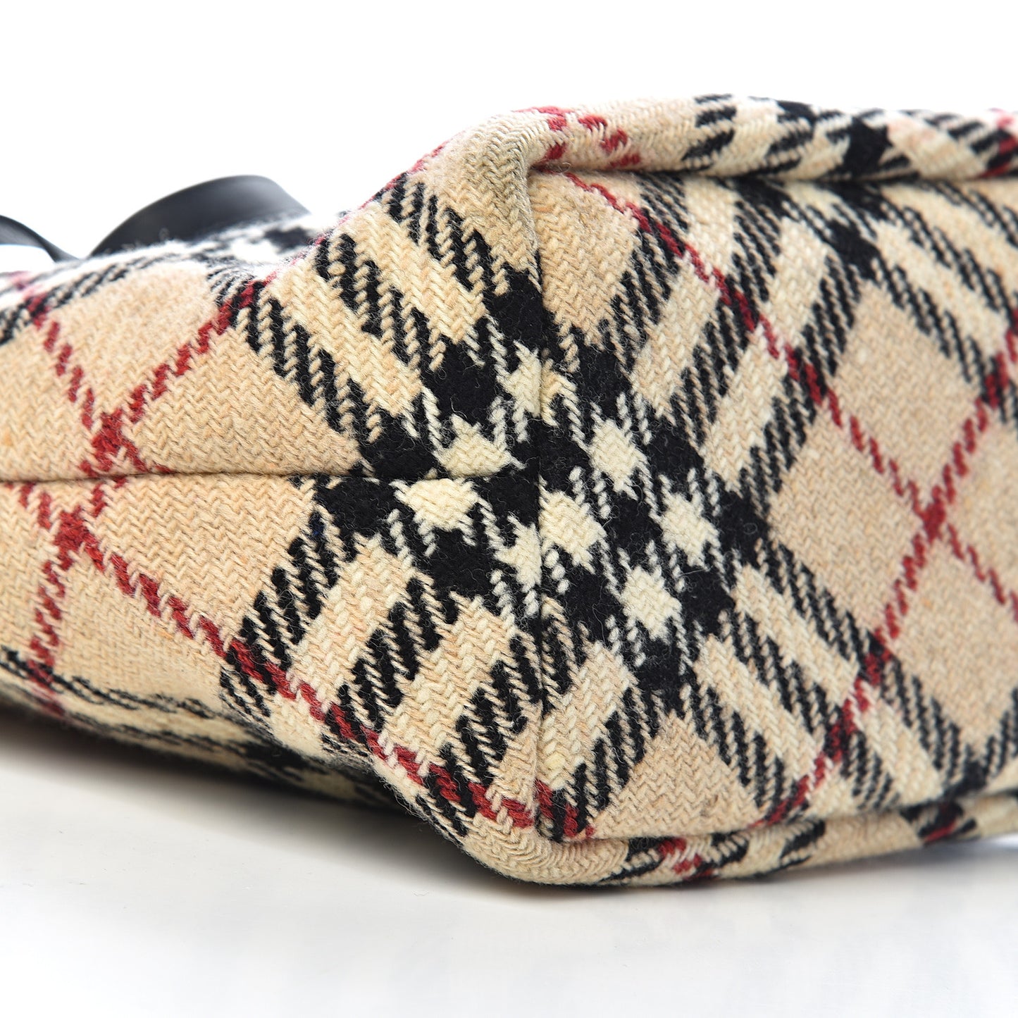 Wool Check Tote Beige