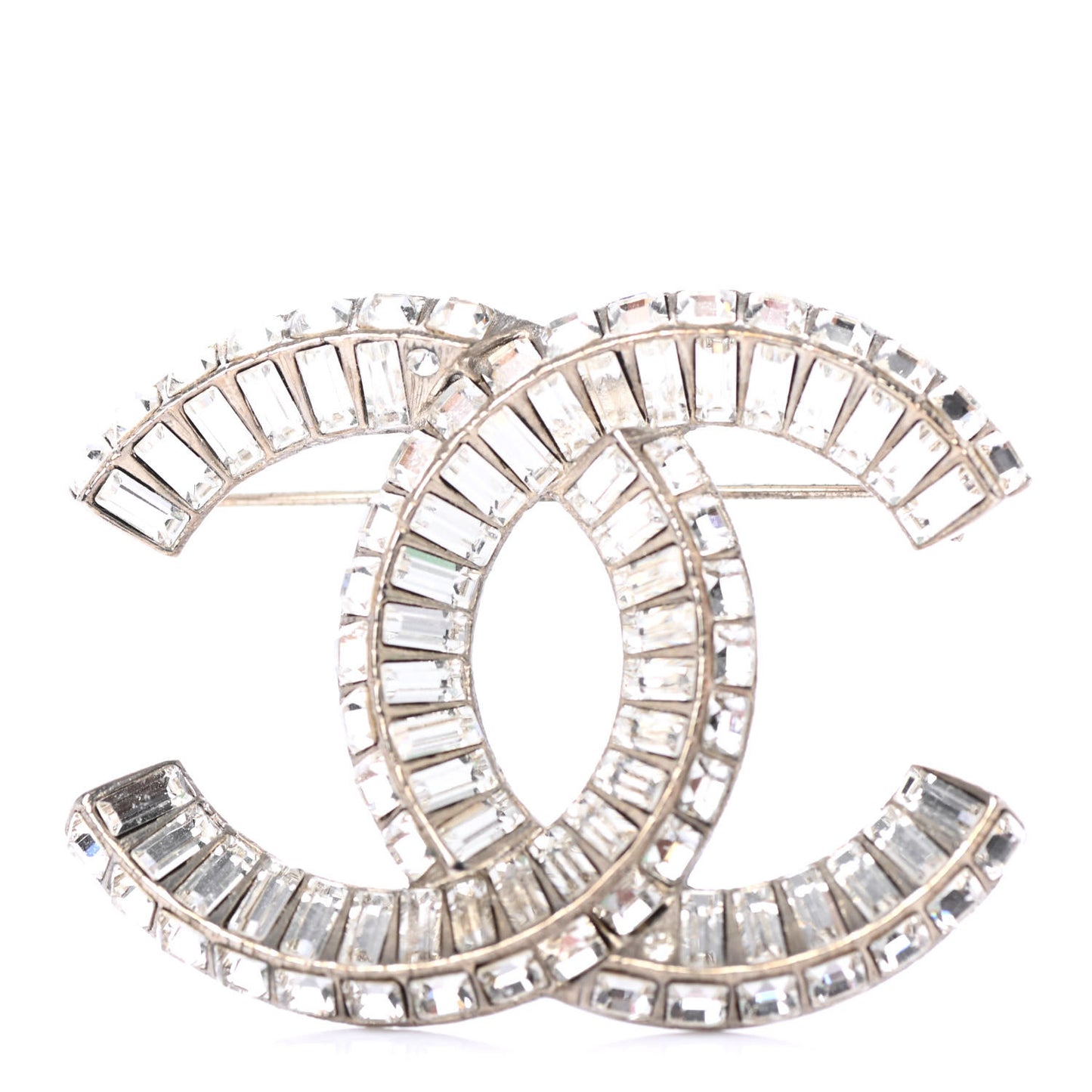 Baguette Crystal CC Brooch Silver