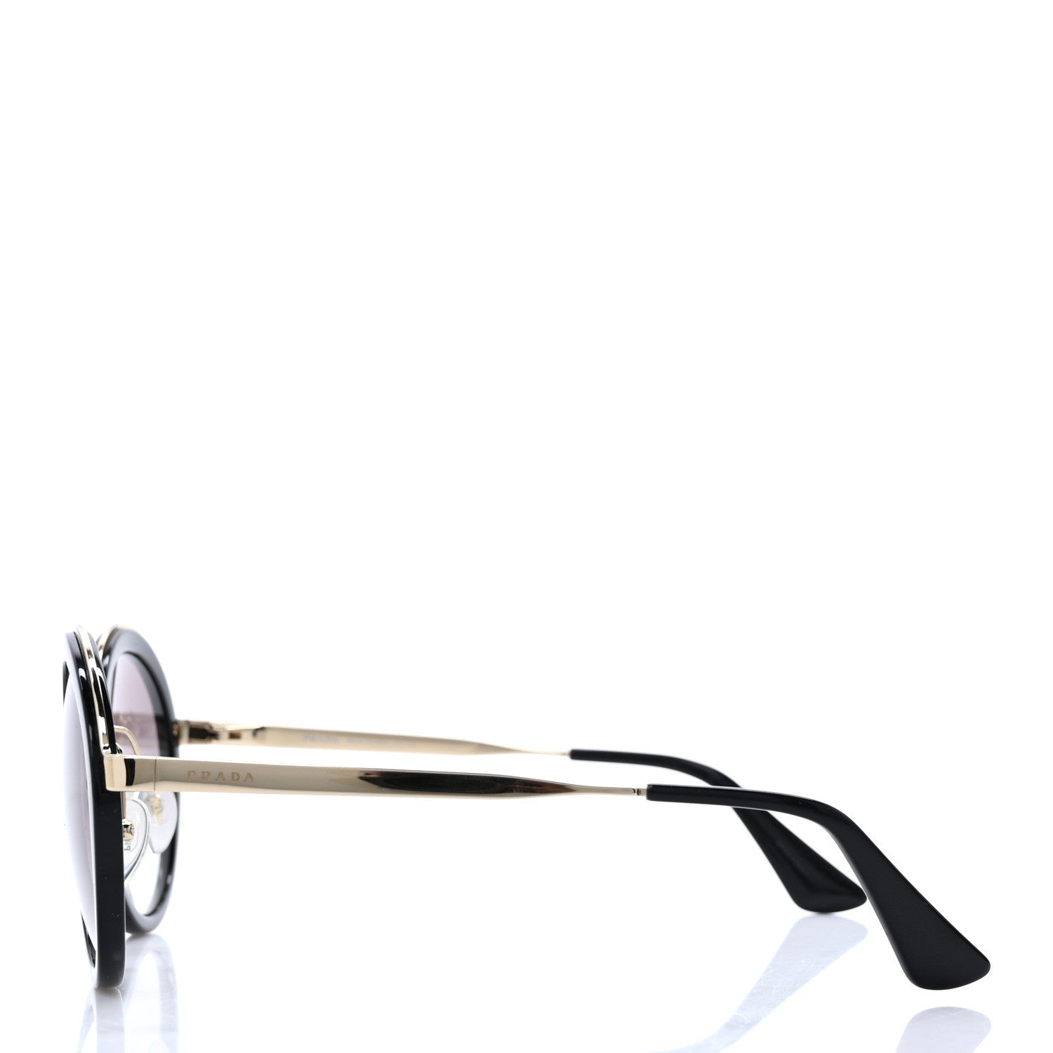 Prada Round Frame Sunglasses SPR 50T Black 3 of 7