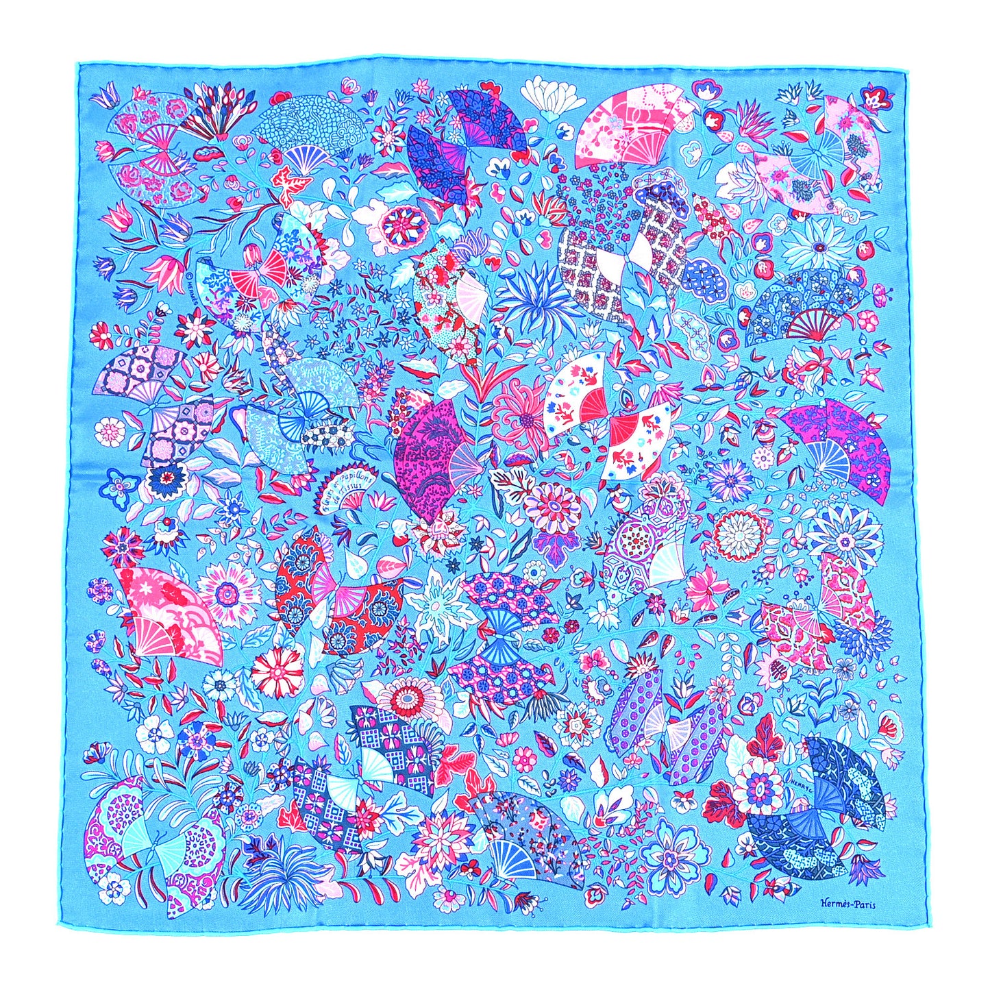 Silk Fleurs et Papillons de Tissus Pocket Square 45 Bleu Rose Violet