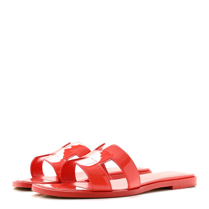 Hermes Patent Oran Sandals 38.5 Rose Jaipur 4 of 10