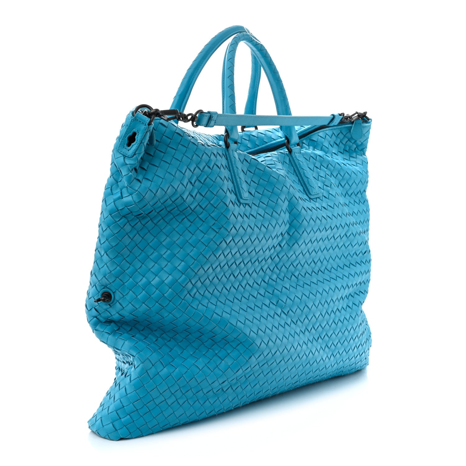 Bottega Veneta Nappa Intrecciato Maxi Convertible Tote Turquoise 4 of 11