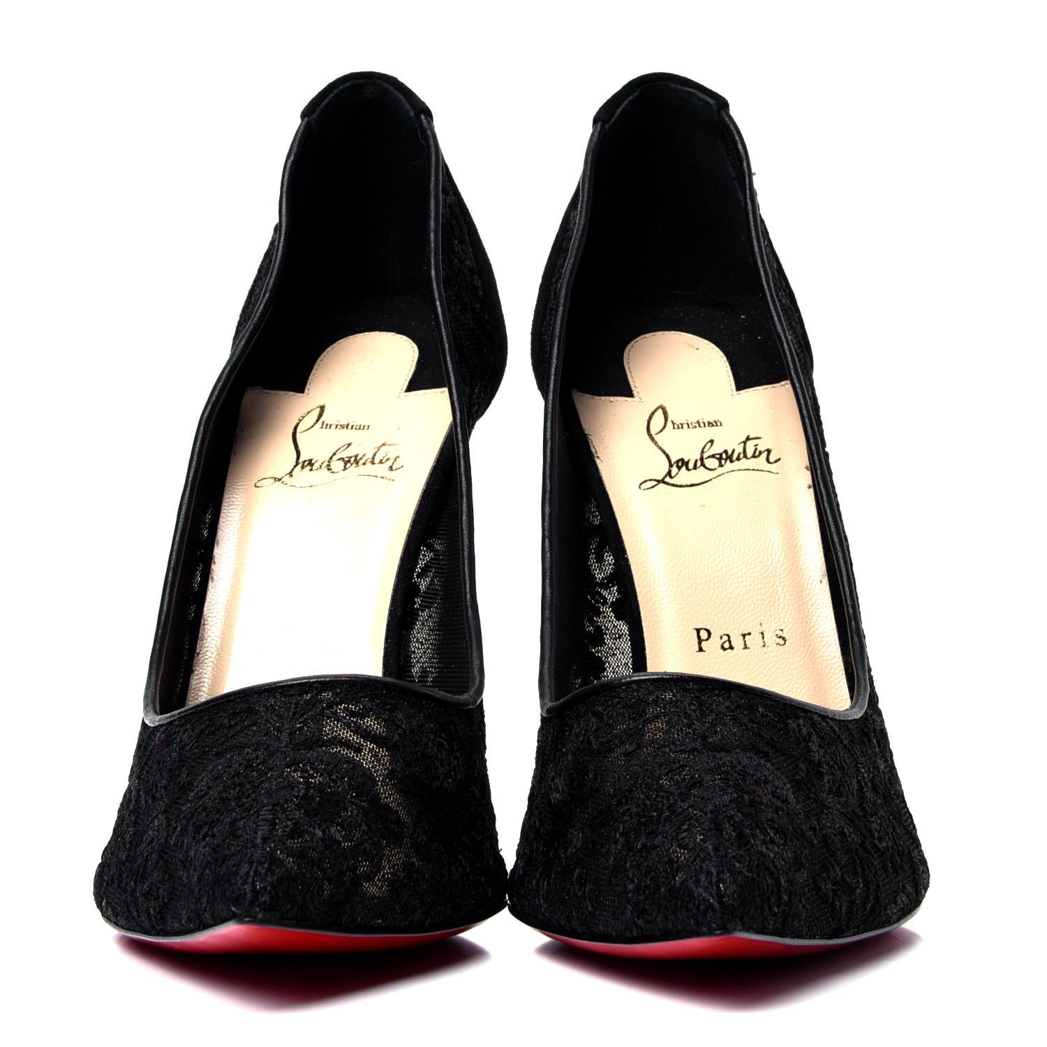 Christian Louboutin Veau Velours Florale Lace Follies 100 Pumps 42 Black 2 of 10