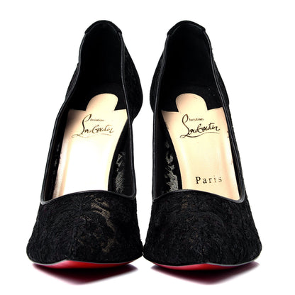 Christian Louboutin Veau Velours Florale Lace Follies 100 Pumps 42 Black 2 of 10