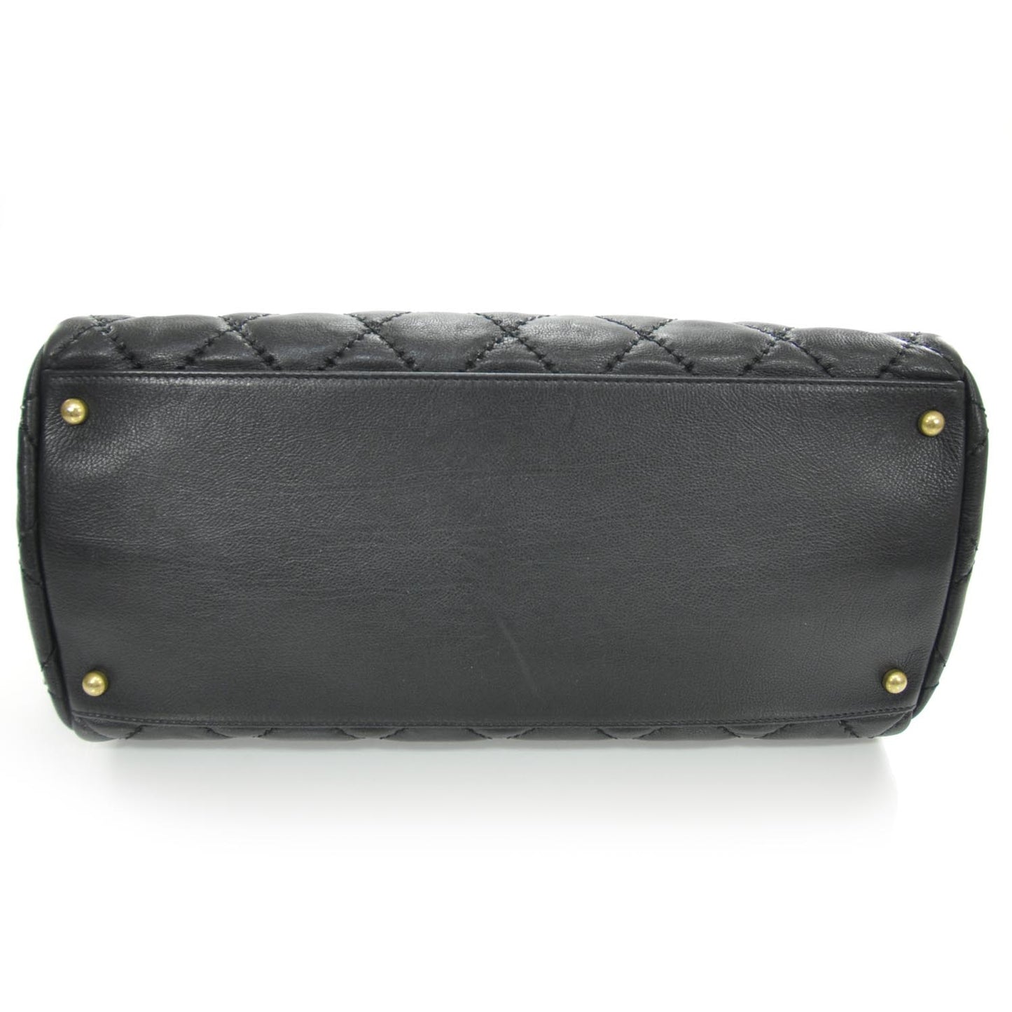 Calfskin Quilted Retro Chain Tote Black