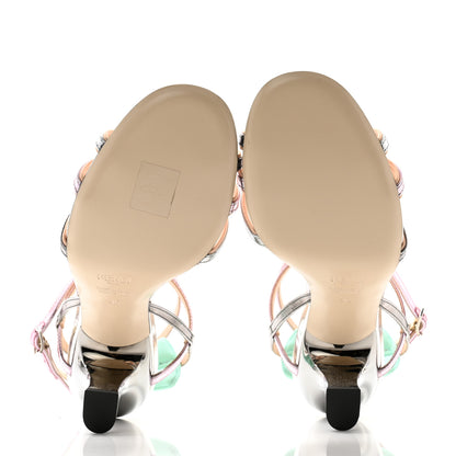 Fendi Metallic Colibri 85mm Strappy Sandals 38 Silver 5 of 9
