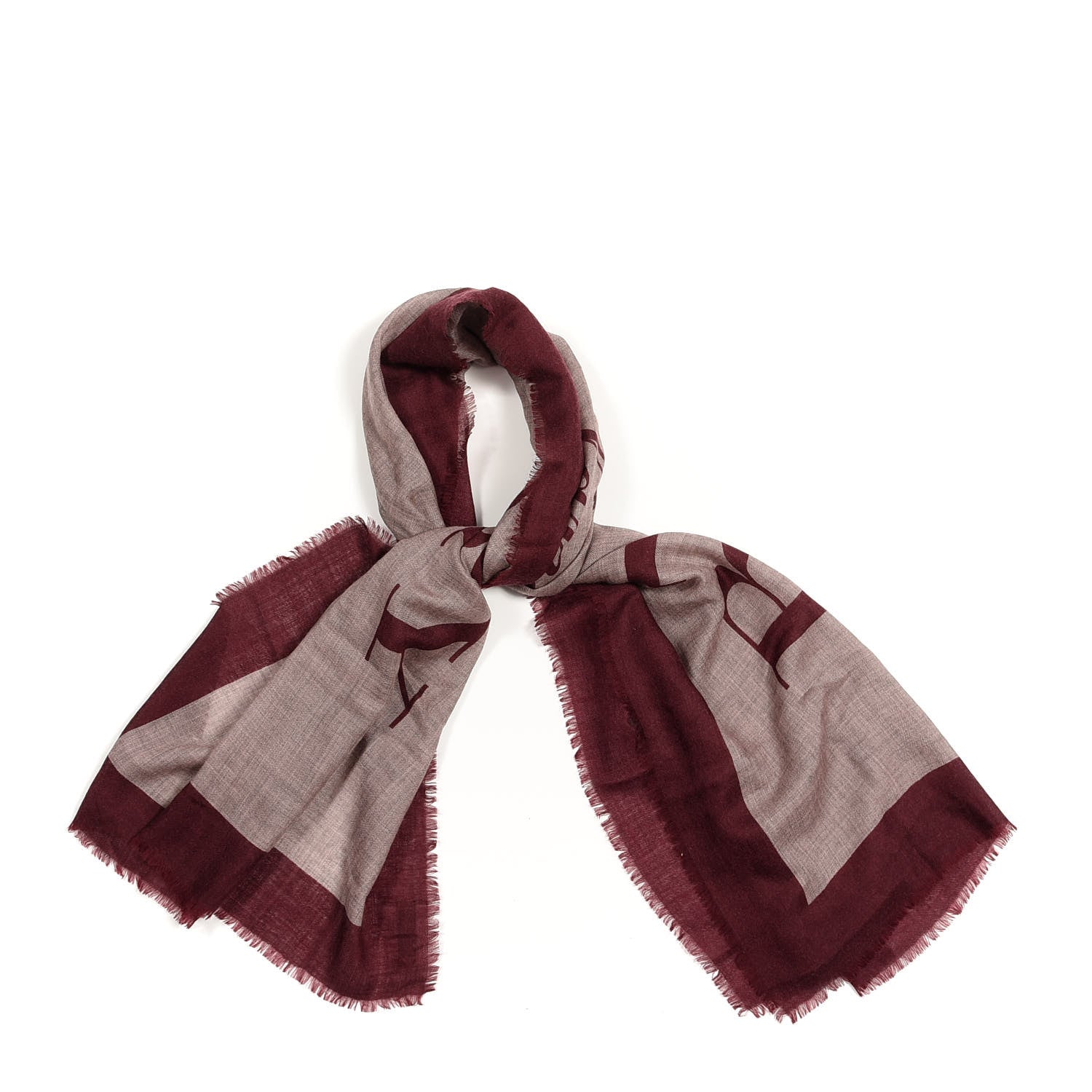 Burberry Cashmere Logo Scarf Burgundy 1 of 4