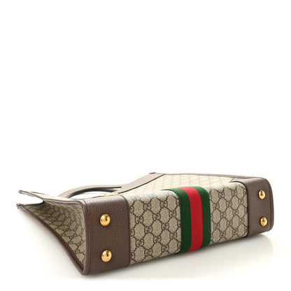 Gucci GG Supreme Monogram Textured Calfskin Web Medium Ophidia Slip Handle Tote Beige Ebony New Acero 4 of 10