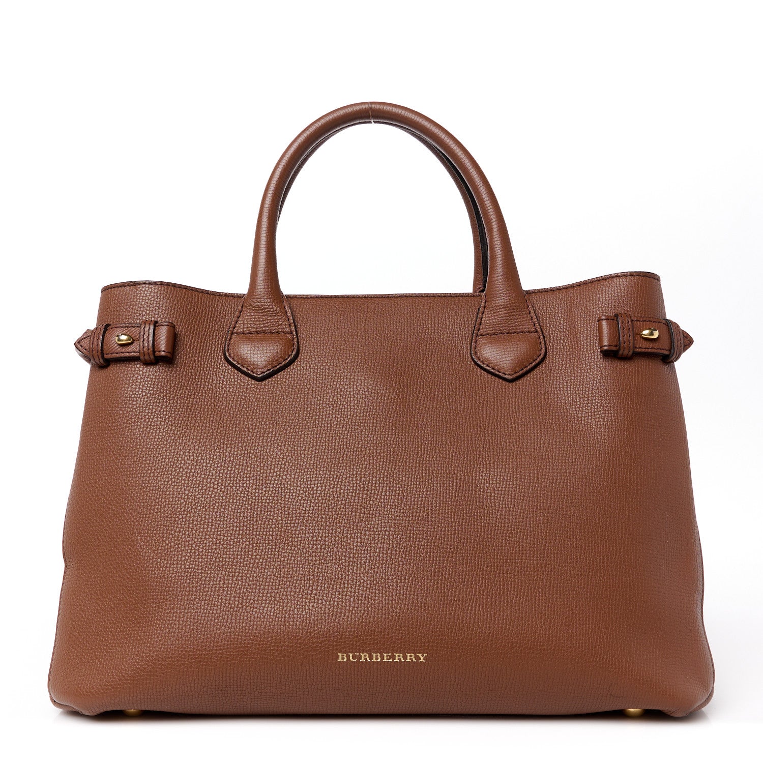 Burberry Grainy Calfskin House Check Medium Banner Tote Dark Sand 1 of 12