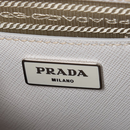 Prada Saffiano Lux Studded Crystal Medium Galleria Double Zip Tote Talco 6 of 10