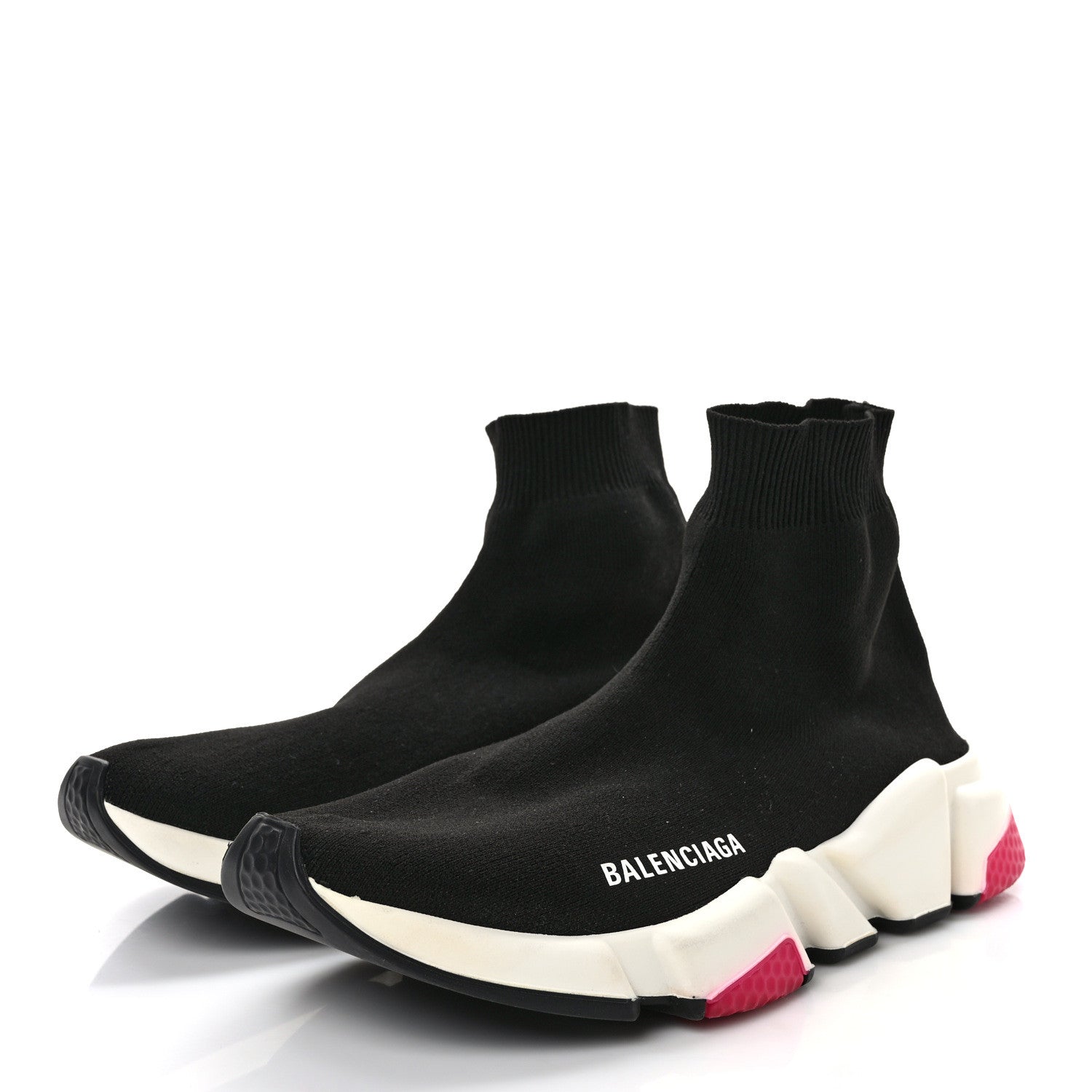 Balenciaga Neoprene Knit Womens Speed Sneakers 39 Black Pink 3 of 7