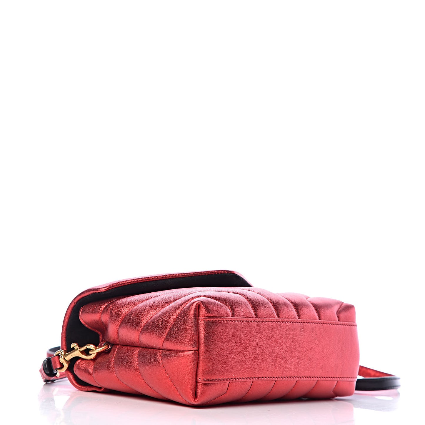 Metallic Calfskin Y Quilted Monogram Toy Loulou Crossbody Bag Red