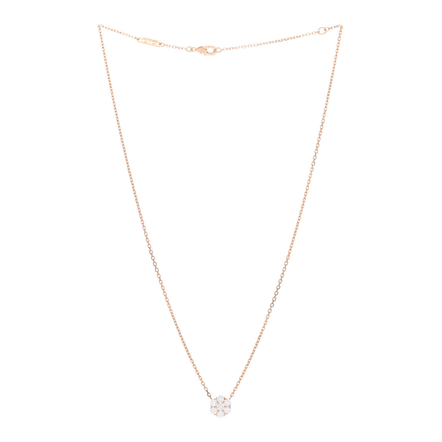18K Rose Gold Diamond Fleurette Pendant Necklace