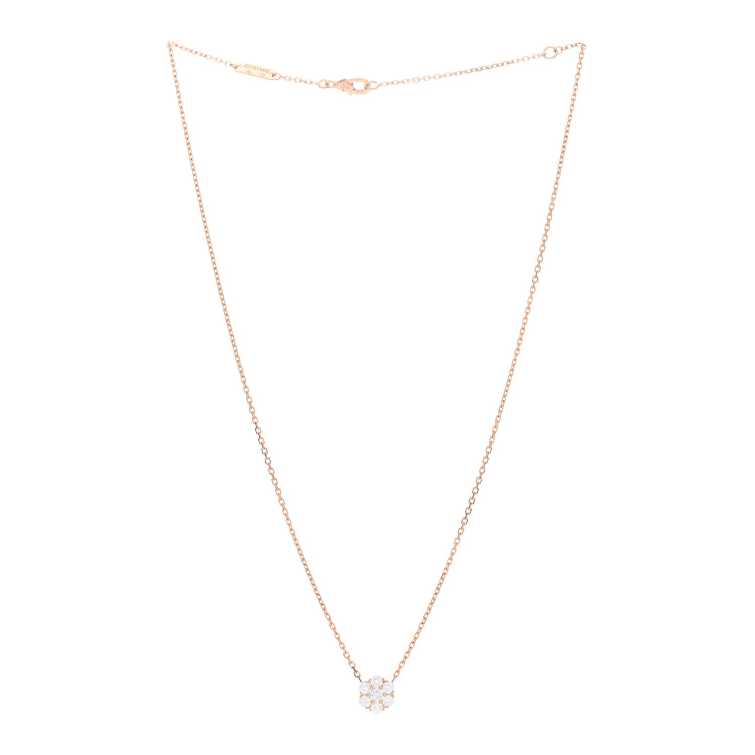 Van Cleef & Arpels 18K Rose Gold Diamond Fleurette Pendant Necklace 2 of 4