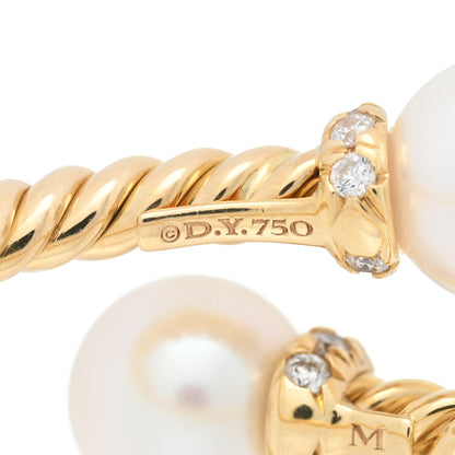 David Yurman 18K Yellow Gold Pearl Diamond Petite Solari Bypass Ring 50 5.5 4 of 5