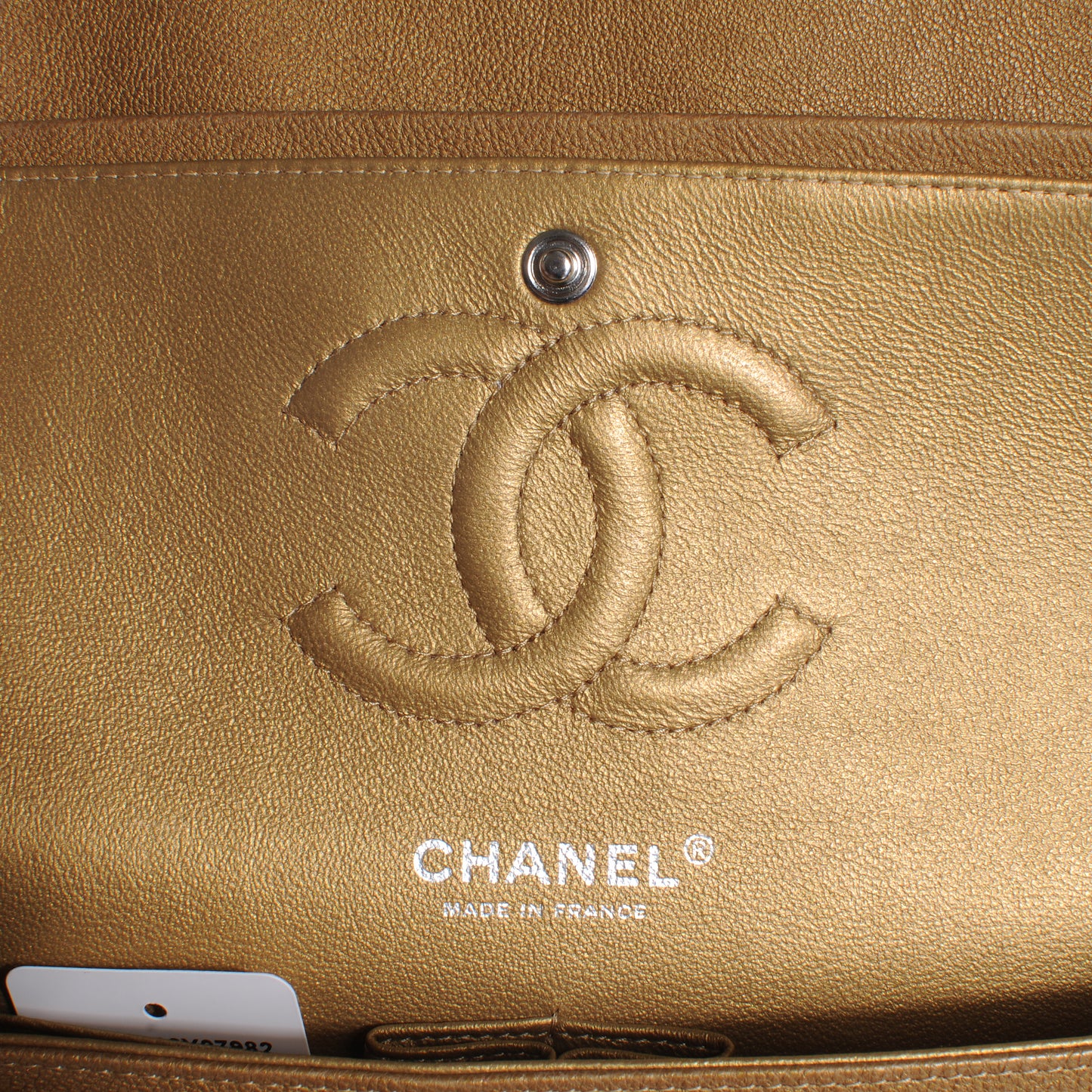 Grained Calfskin Medium Double Flap Dark Gold 13C