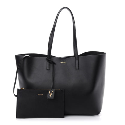 Versace Calfskin Virtus Tote Black 1 of 9