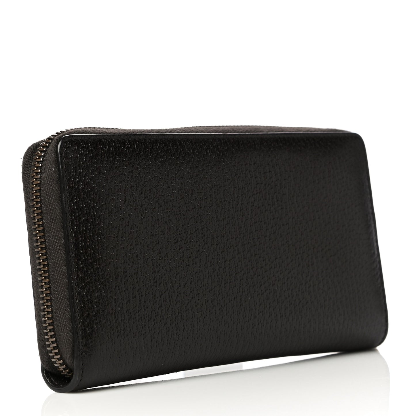 Dollar Calfskin Boar Effect GG Marmont Zip Around Wallet Dark Cocoa