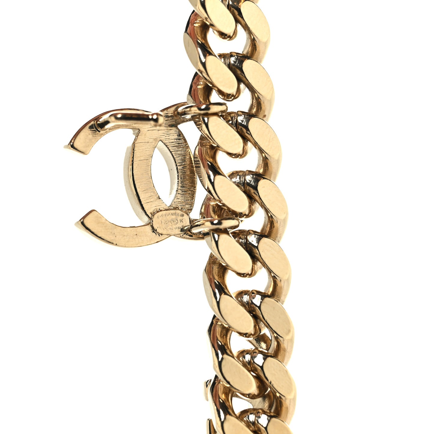 Metal Crystal Chain CC Long Necklace Gold