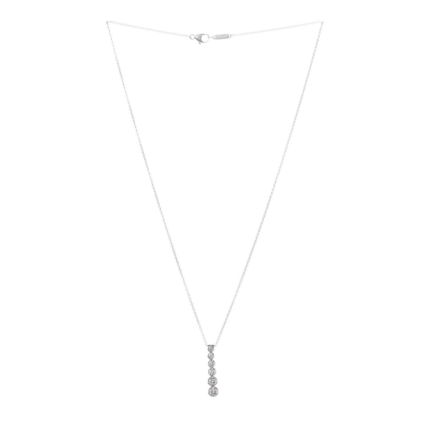 Platinum Diamond Jazz Graduated Drop Pendant Necklace