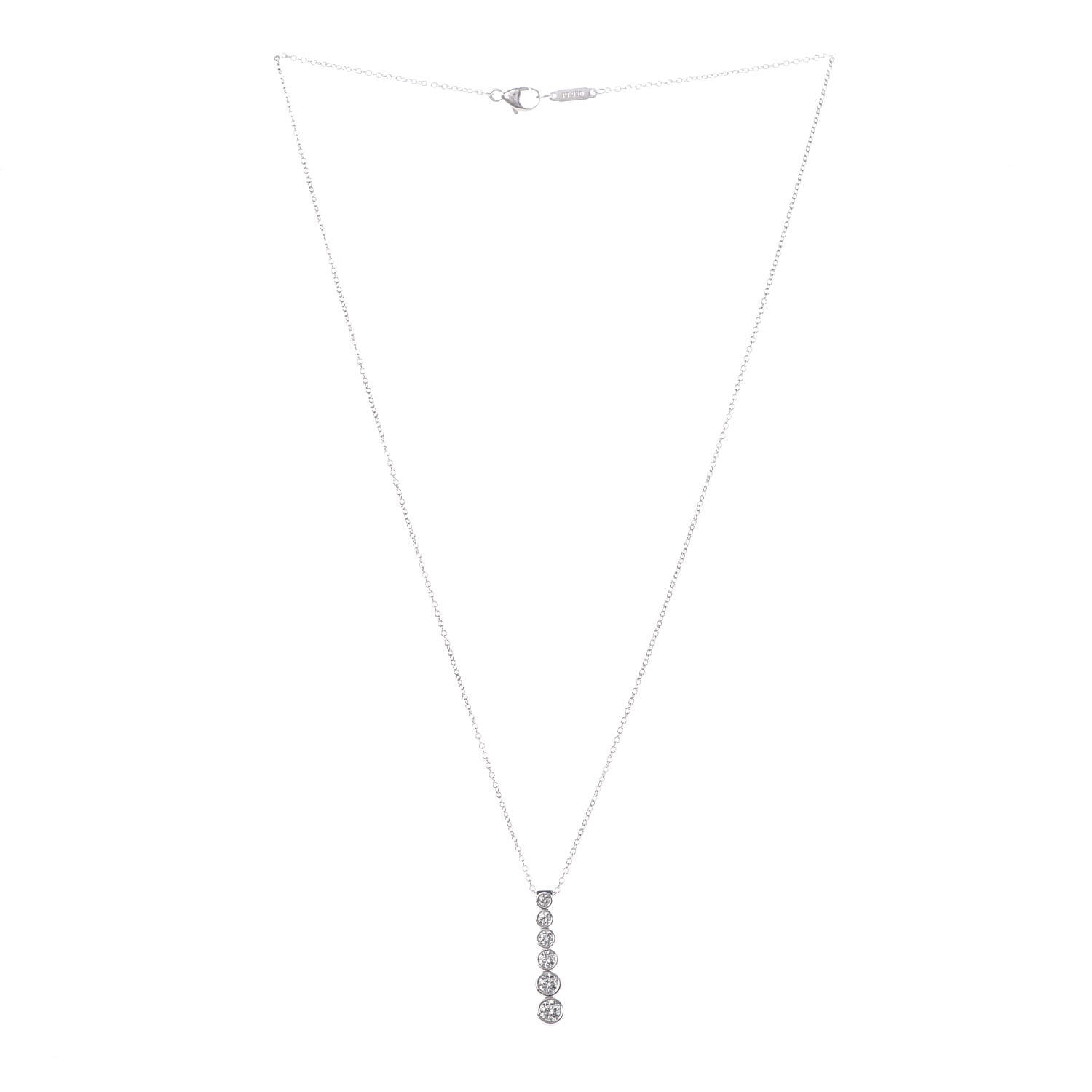 Tiffany Platinum Diamond Jazz Graduated Drop Pendant Necklace 3 of 7