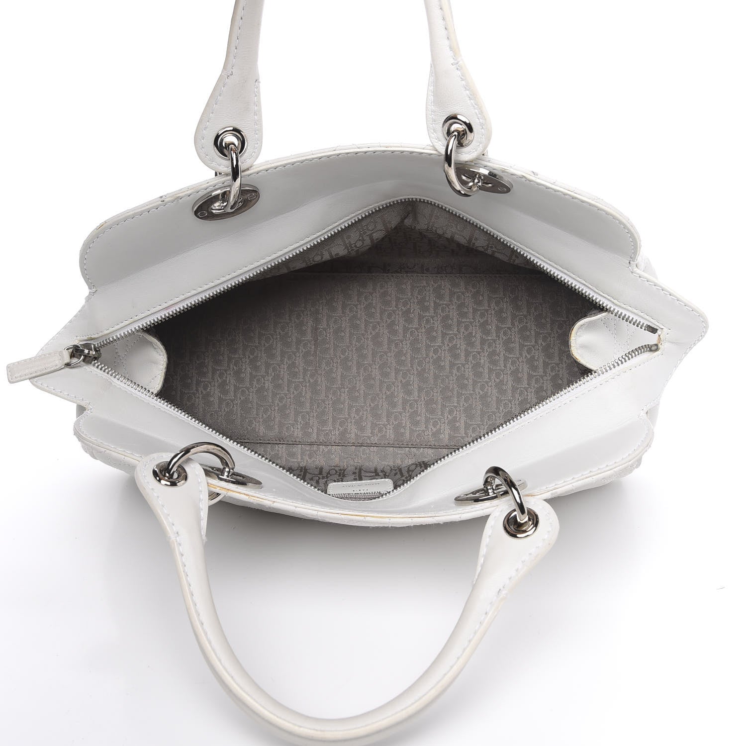 Christian Dior Lambskin Cannage Soft Lady Dior Satchel White 5 of 16