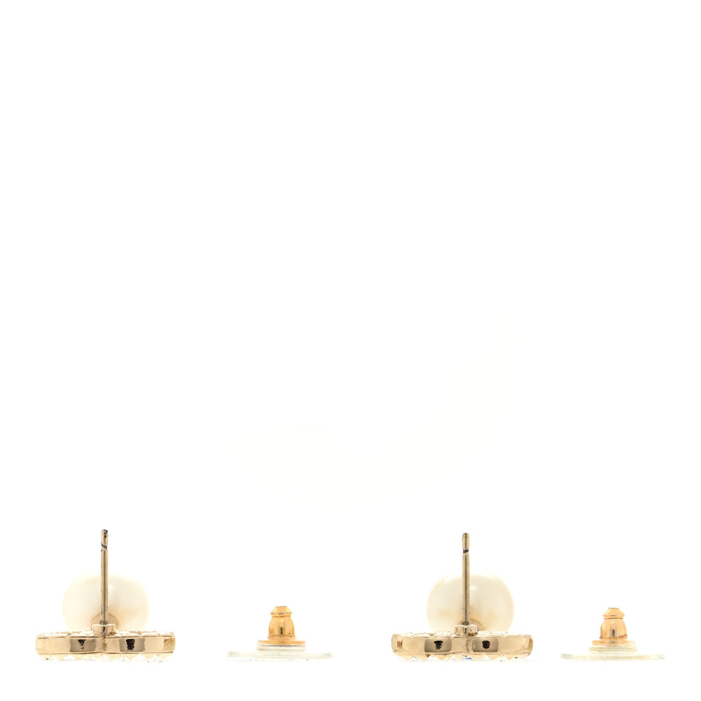 Pearl Studded CC Drop Earrings Gold