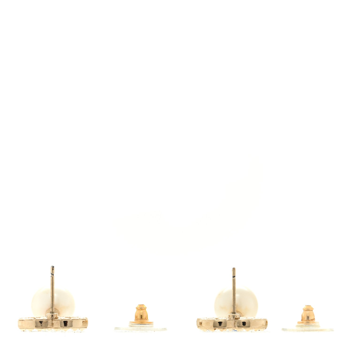 Chanel Pearl Studded CC Drop Earrings Gold 3 of 4