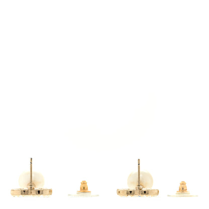 Chanel Pearl Studded CC Drop Earrings Gold 3 of 4