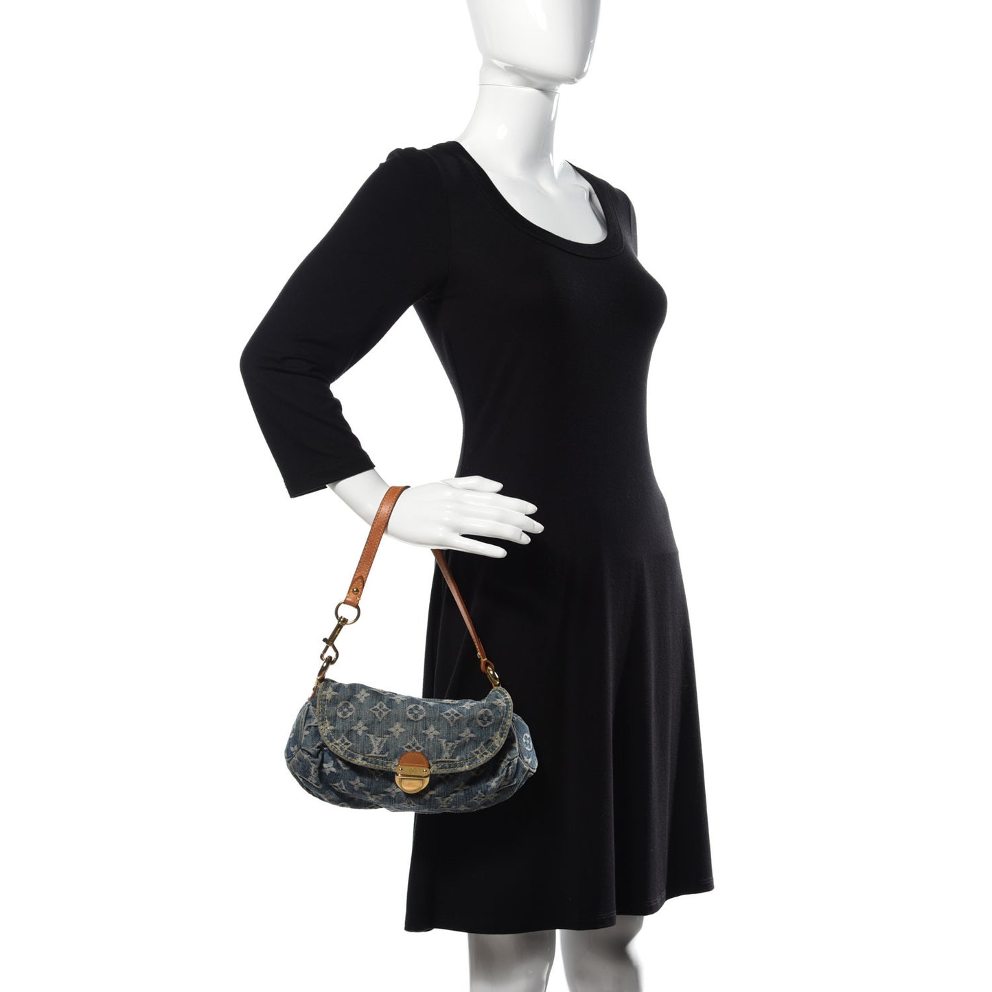 Monogram Denim Mini Pleaty Blue