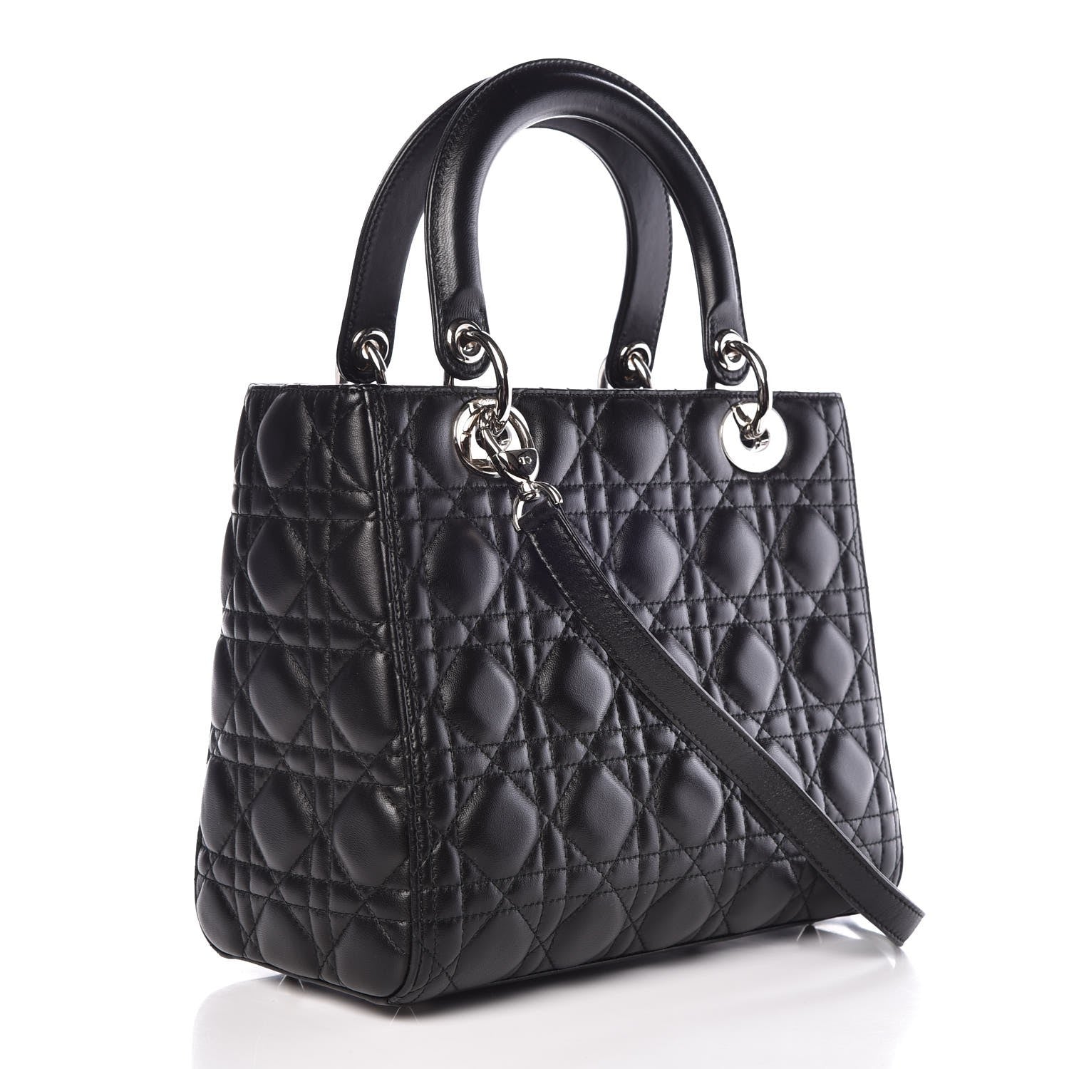 Christian Dior Lambskin Cannage Medium Lady Dior Black 3 of 7