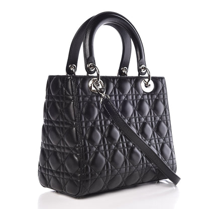 Christian Dior Lambskin Cannage Medium Lady Dior Black 3 of 7