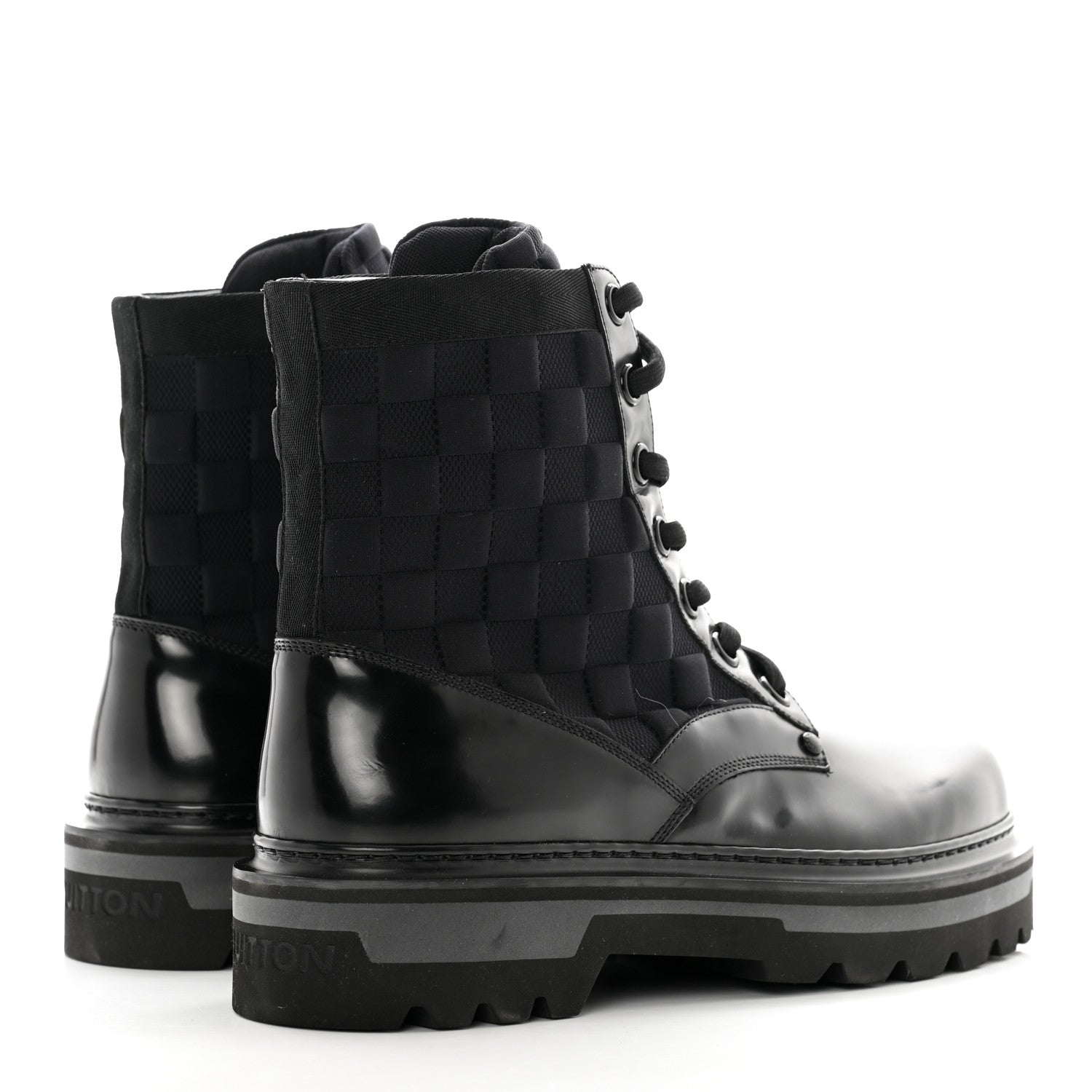 Louis Vuitton Calfskin Damier Mens Ankle Ranger Boots 8 Black 4 of 9