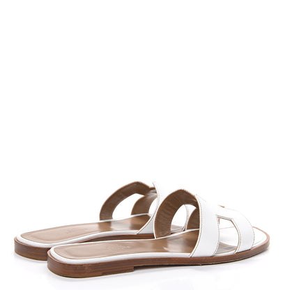 Hermes Box Calfskin Oran Sandals 38.5 White 4 of 10