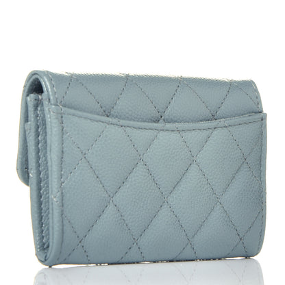 Chanel Caviar Quilted Flap Card Holder Wallet Blue 3 of 7