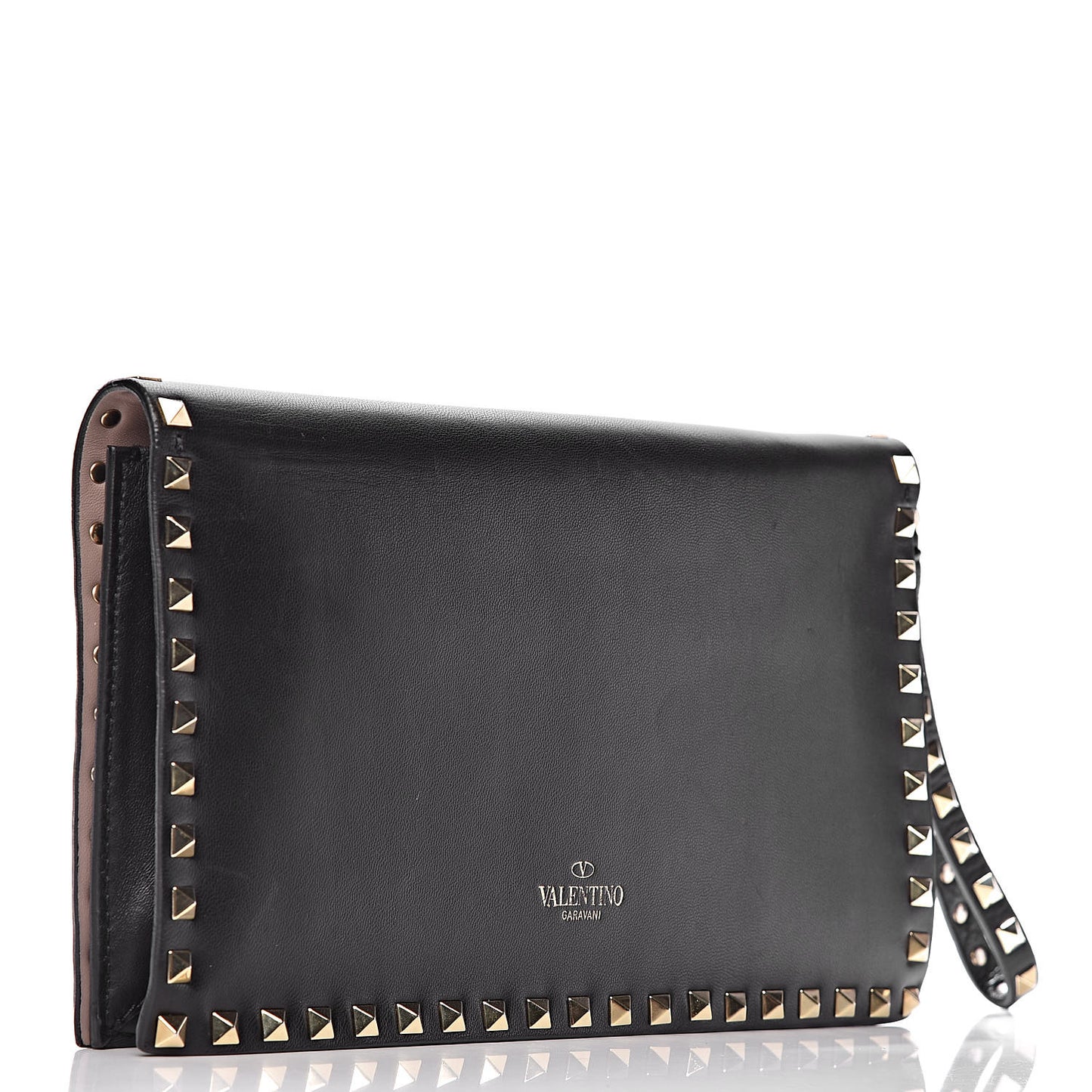 Nappa Rockstud Wristlet Clutch Black